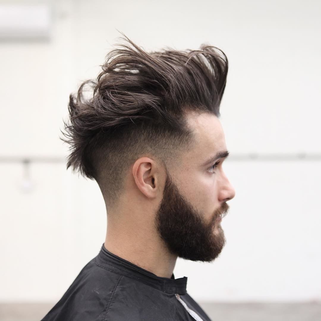 Messy Pompadour + Low Faded Sides and Back