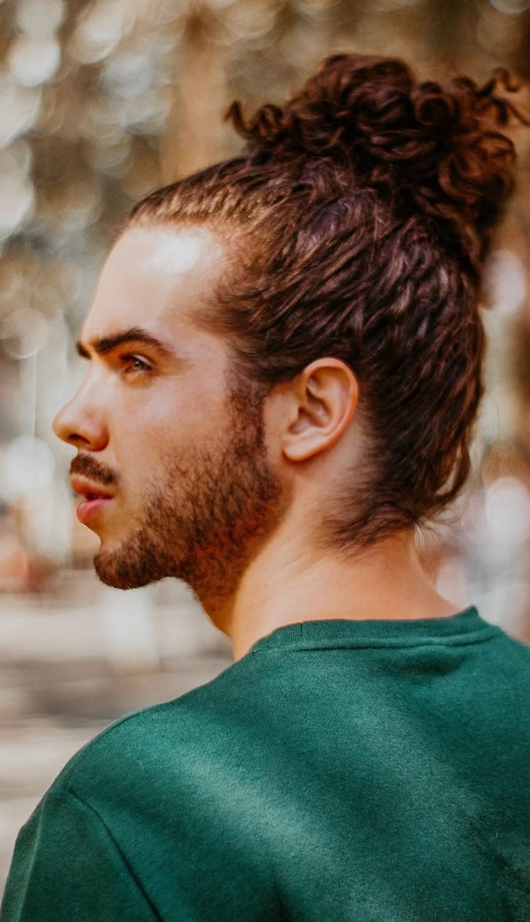 Sexy Curly Hair Manbun Hairstyle For Men - Mens Hairstyle 2020
