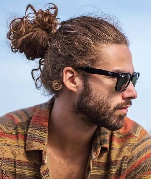 High-Man-Bun-Hairstyles-For-Curly-Hair - Mens Hairstyle 2020